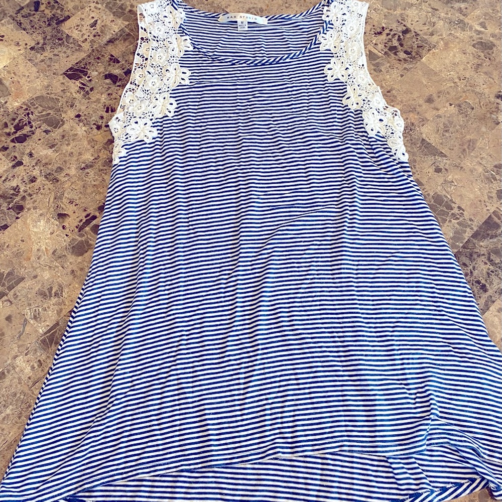 Blue & White Striped Tunic Tank